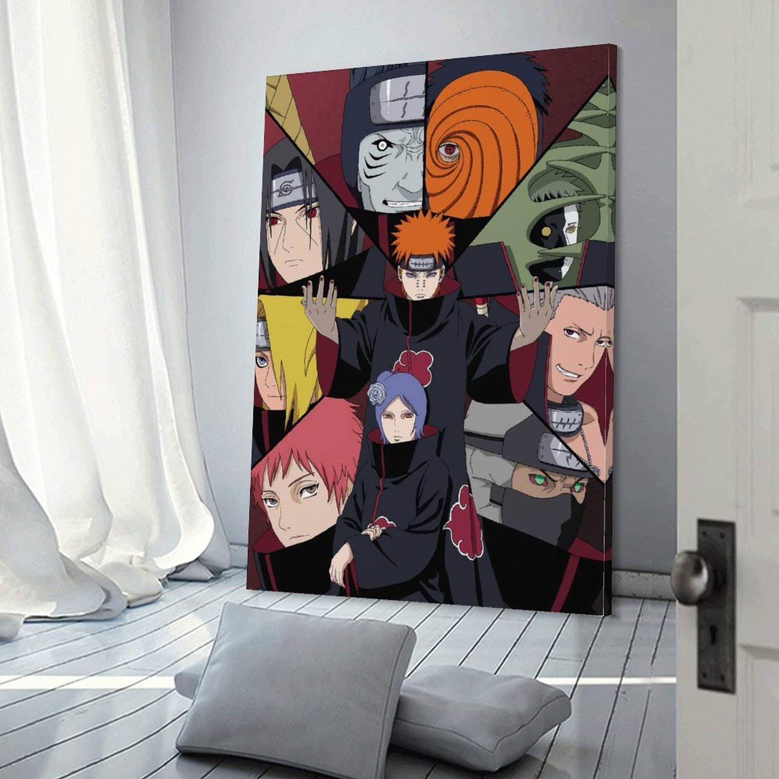 Tableau Modulaire Naruto Akatsuki - 5 Panneaux Toile - Déco Murale Anime - Pour Chambre Garçon Ou Fan