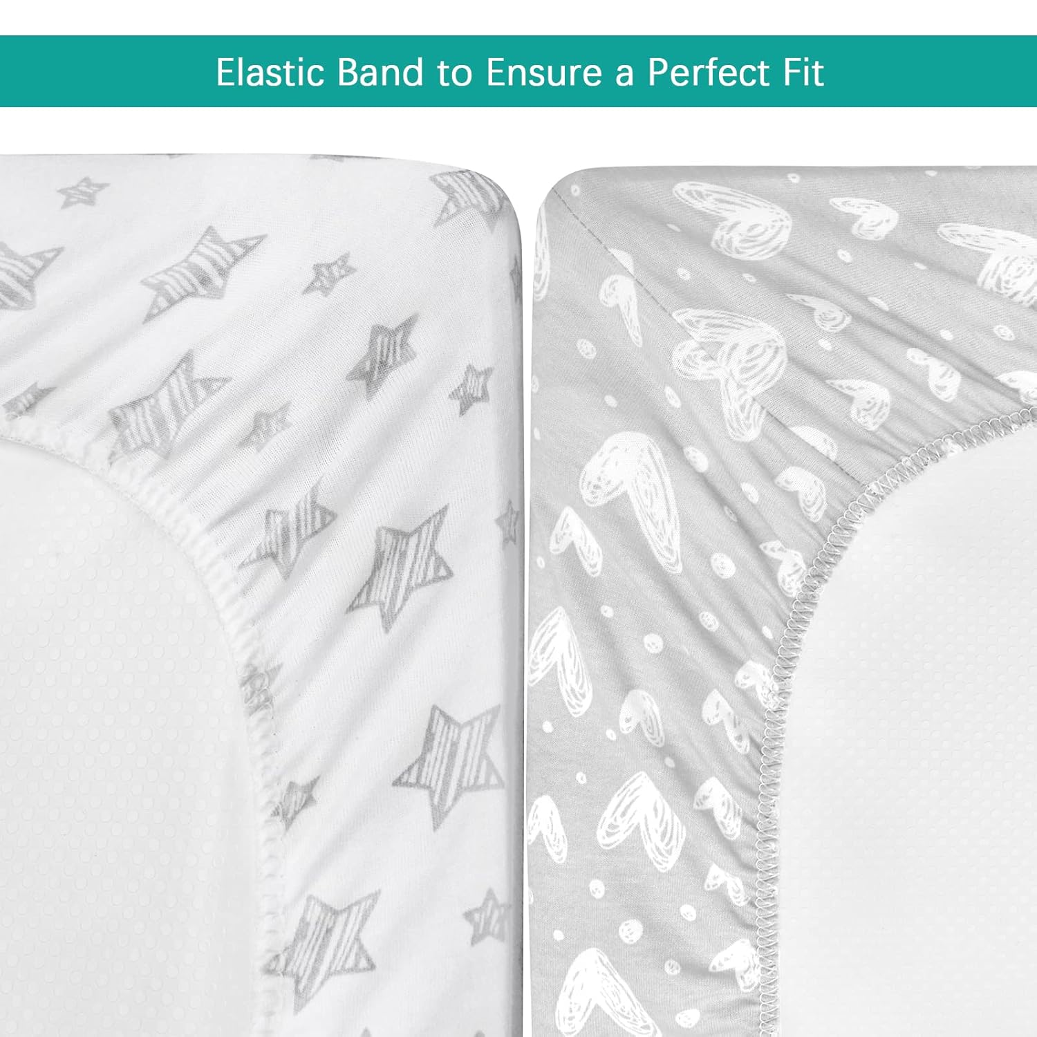 Waterproof Changing Pad Cover 2 Pack, 100% Cotton Change Table Cover Sheets, Ultra Soft, Unisex White Grey Star Print Waterproof Changing Pad Cover 2 Pack, 100% Cotton Change Table Cover Sheets, Ultra Soft, Unisex White Grey Star Print