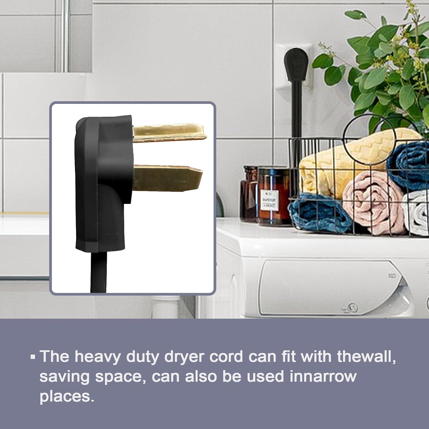 EP 3 Prong Dryer Cord, 4 ft 10/3 SRDT, 30Amp Appliance Extension Power Cord, NEMA 10-30, Black