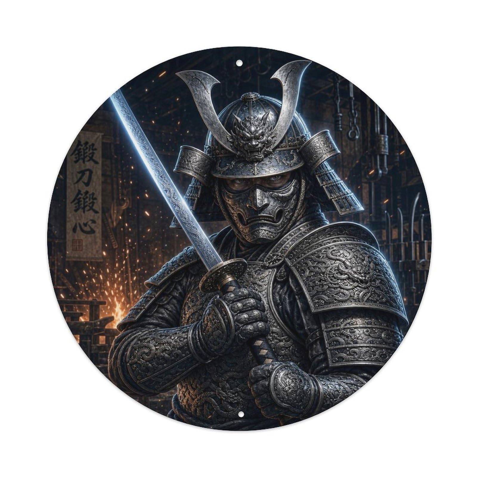 Olyhtr 8X8inch Classic Style Diagonal Upward Steel Silver Guard Night Duel Crest Metal Tin Sign