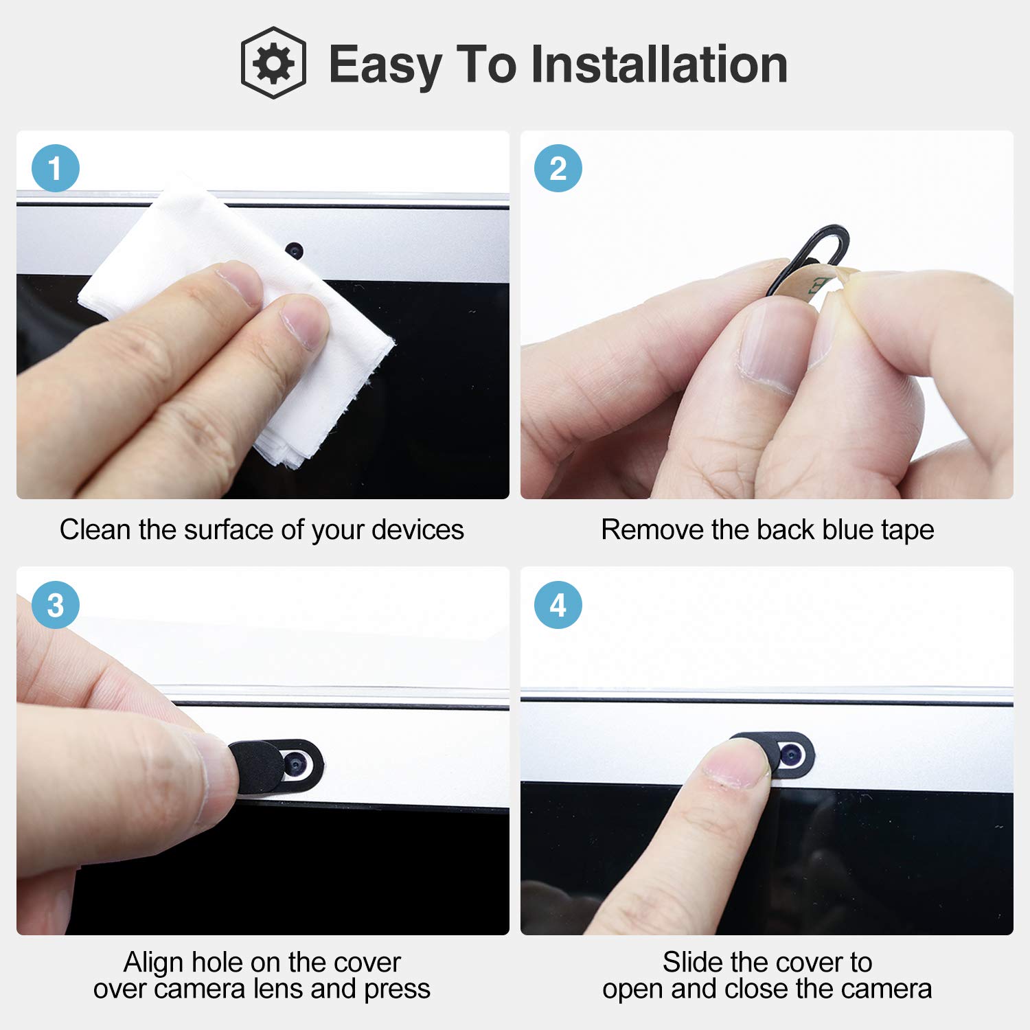 Funda para cámara web  para teléfono portátil, ultrafina y flexible, bloqueador de cámara, cubierta de seguridad de privacidad para MacBook Air Pro iMac, iPad, iPhone, Echo PS4, 4