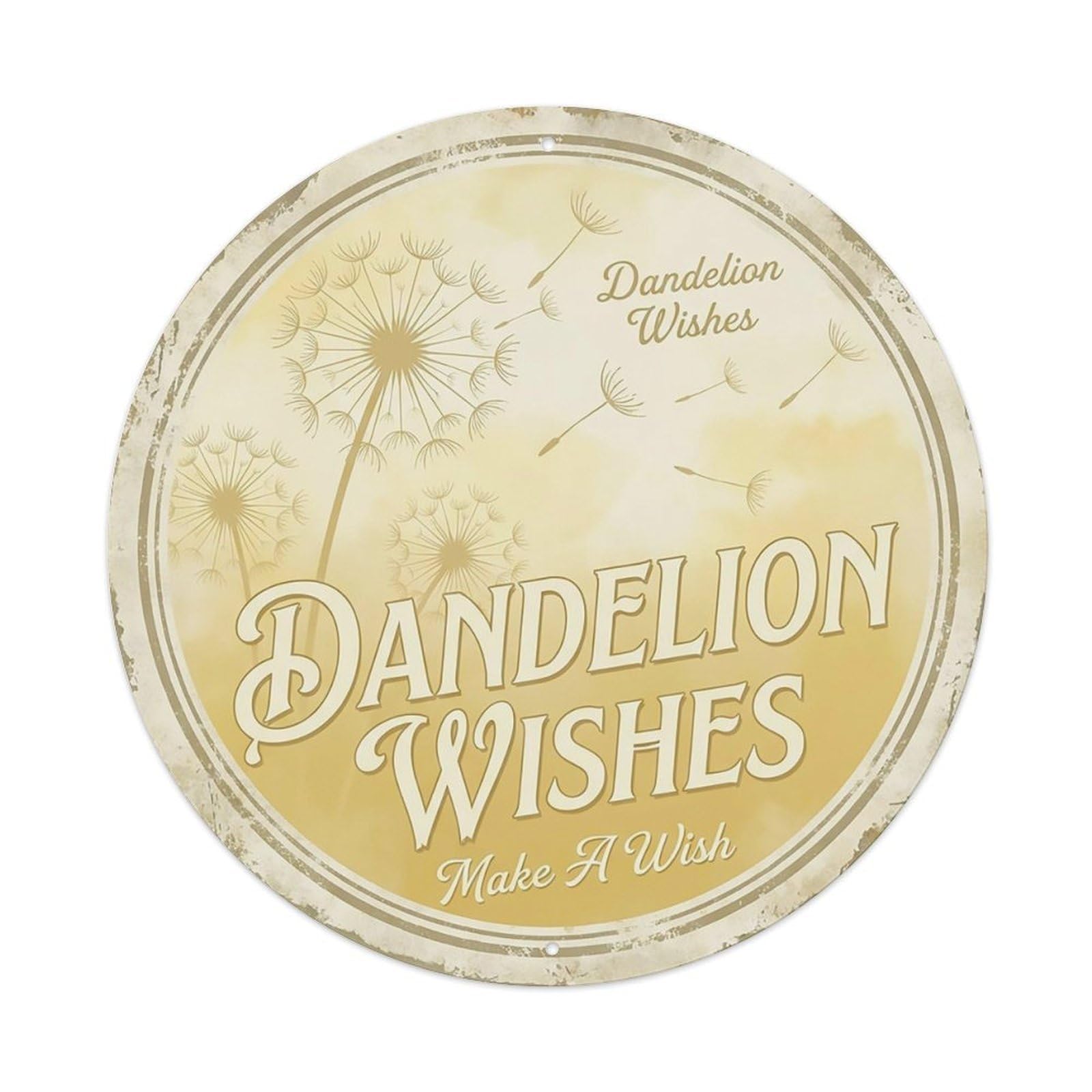 Cxhjca 8X8inch(20X20cm) Vintage Cottagecore Garden Dandelion Wishes Seeds Metal Tin Sign