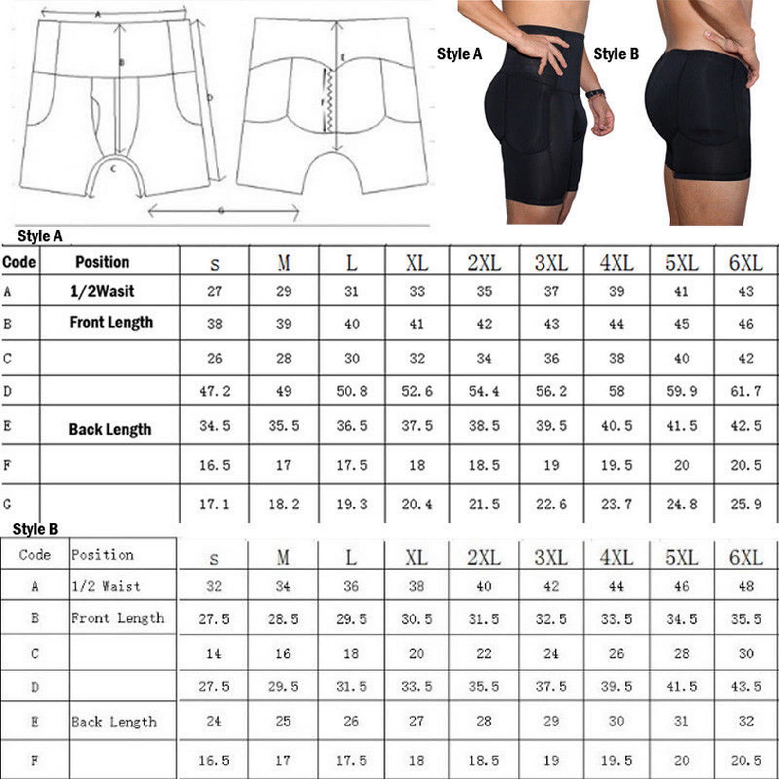 Faringoto Gepolsterte Herren-Unterwäsche, Netzstoff, kurz, Buttoceks Lifter, vergrößerbarer Po, Push-Up-Pad, Unterhose