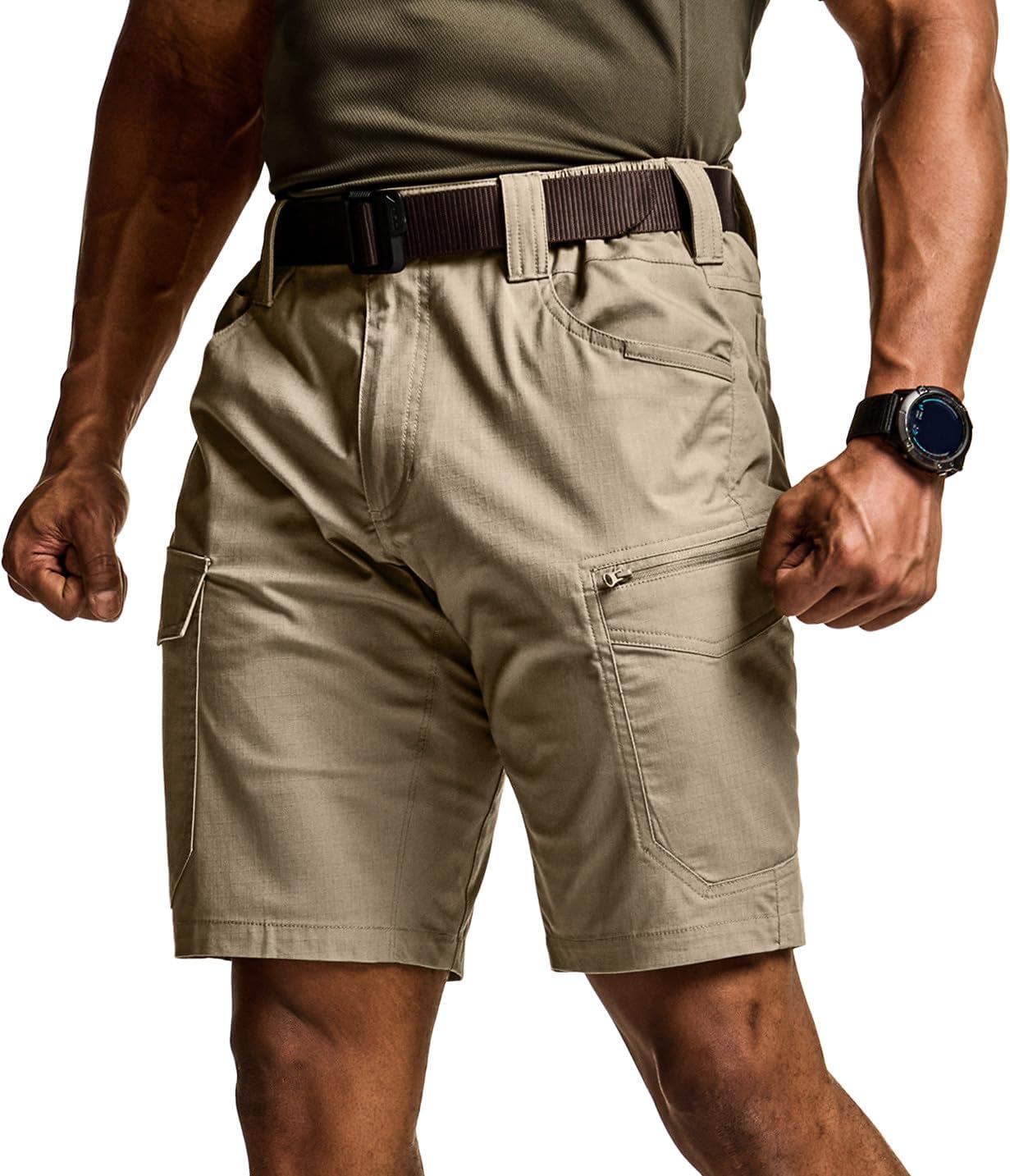 CQR Men's Flex Casual Cargo Shorts, Lightweight Water Resistant Golf Shorts, Stretch Tactical Work Shorts with Multi-Pocket - Image 8