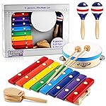 LOOIKOOS Kids Musical Instruments Montessori Wooden Toys for Toddlers,Percussion Instruments Set for Kid Preschool Educational Musical Toys for Boys and Girls Gifts