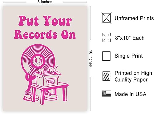 Miniatura 2 de Poster Master Pon tus discos en impresión, póster de vinilo retro, arte funky y musical, diseño de pared rosa preparado, gran decoración de pared