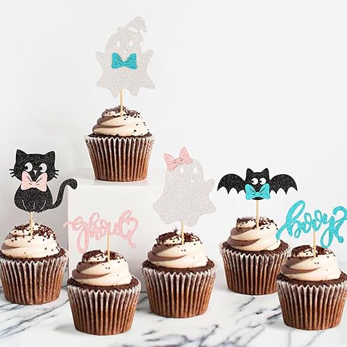 Miniatura 5 de 24 piezas de decoración para cupcakes de Halloween para niños o niñas, fantasma, calabaza, uno espeluznante, uno espeluznante, para cupcakes, araña,
