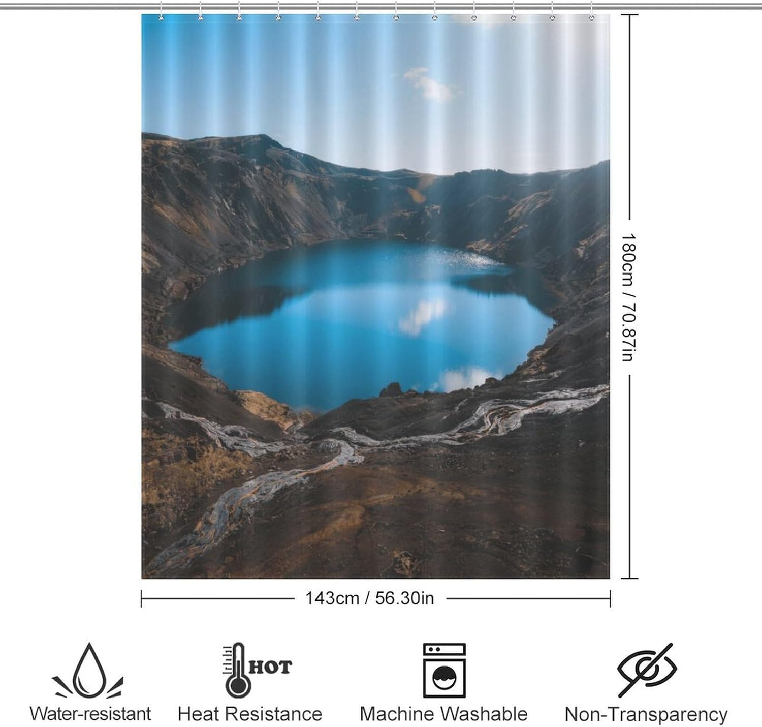 Shower Curtains Fabric Shower Curtain Liner Liner Showers Curtain Crater Lake Showers Curtin Opaque for Privacy Protection Water Splash Protection High Aesthetics