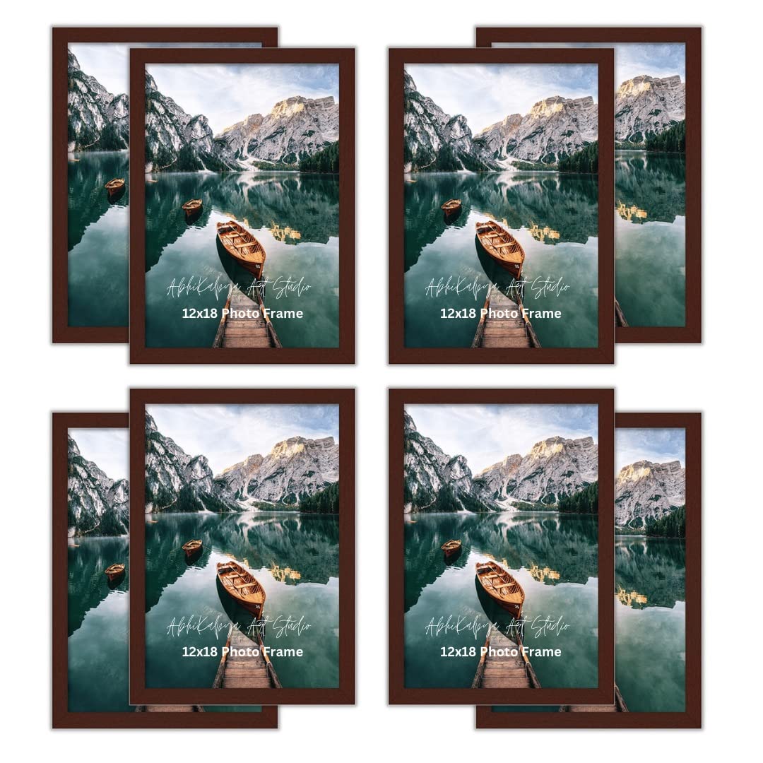 AbhiKalpya Art Studio A3 Size Photo Frame For Document, Photo, Quote,Certificate Wall Hanging Picture Frame For Home and Office Wall Decoration,Size Medium 12x18 inch, Brown (Set of 8)-image-16