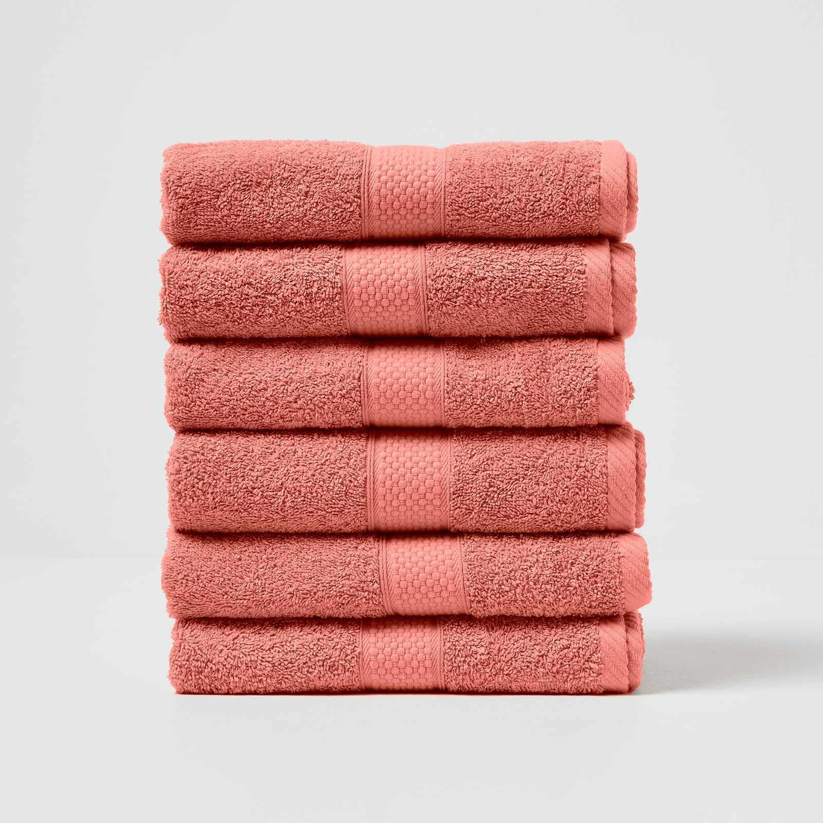 HOMESCAPES Burnt Orange Turkish Cotton Set of 6 Hand Towels Super Soft Thick & Absorbent 500 GSM Towel Heavy Weight for everyday Luxury