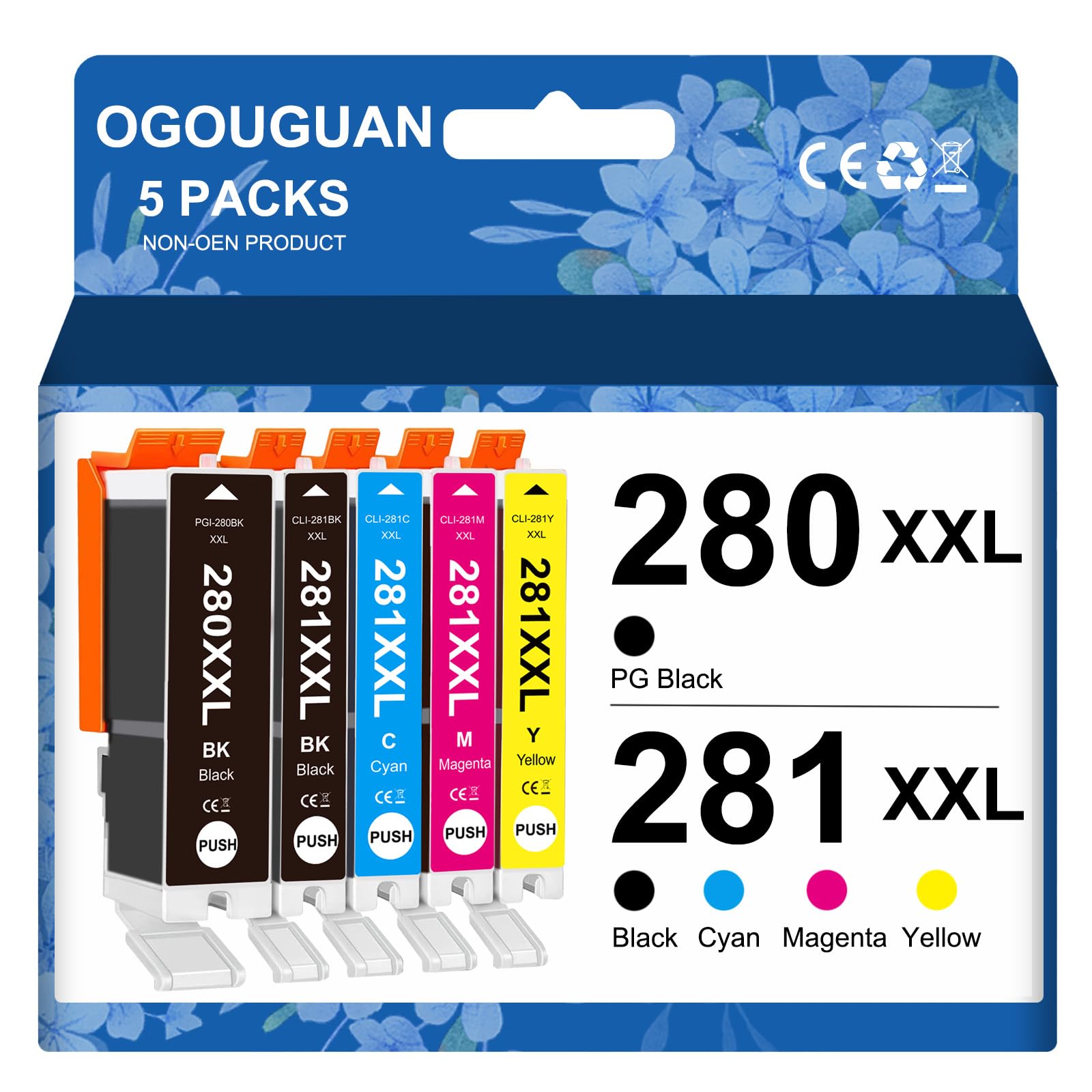 Cartuchos De Tinta Compatibles Para Canon PIXMA 280XXL - Pack De 4 Negro Grande, Alta Productividad Y Calidad