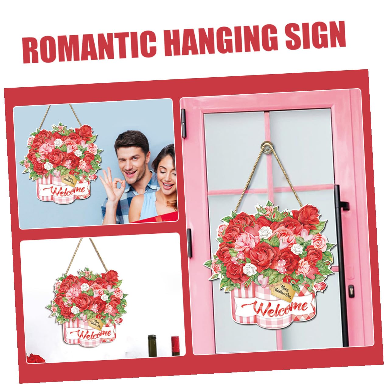 2 Piezas Puerta De Madera Para San Valentín Letreros De Madera Para Colgar Decoración De Pared Para Puerta De Entrada Para Fiesta De San Valentín