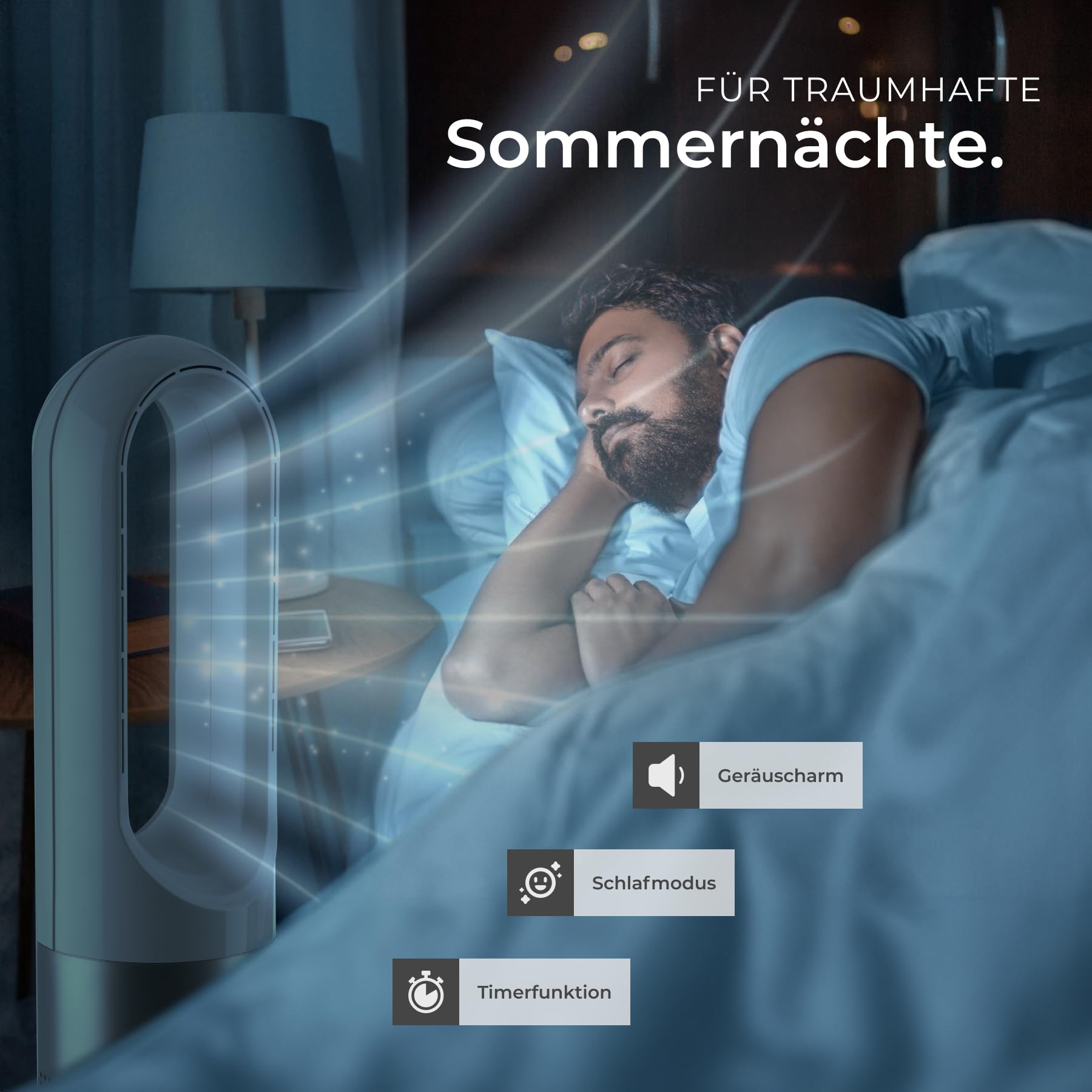 tectake® rotorloser Ventilator mit Fernbedienung, Turmventilator, cooling ace Lüfter, Luftkühler, mobiles Klimagerät, Standventilator sehr leise für Schlafzimmer geeignet, Tower Fan, Air Cooler - weiß