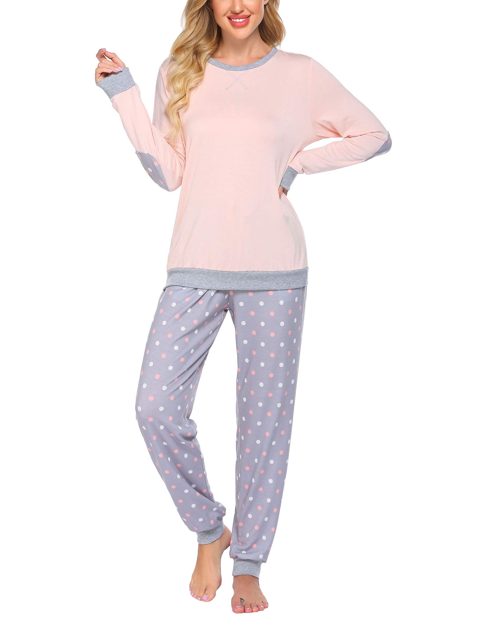 Ekouaer Pijamas para Mujer de Invierno Manga Larga Pantalón a Cuadros