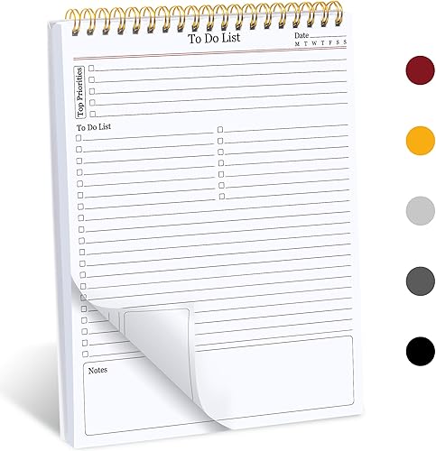 Bloc de notas de lista de tareas, planificador diario de 160 páginas, bloc de notas de doble cara de uso para hacer lista, 6.5 x 9.8 pulgadas,