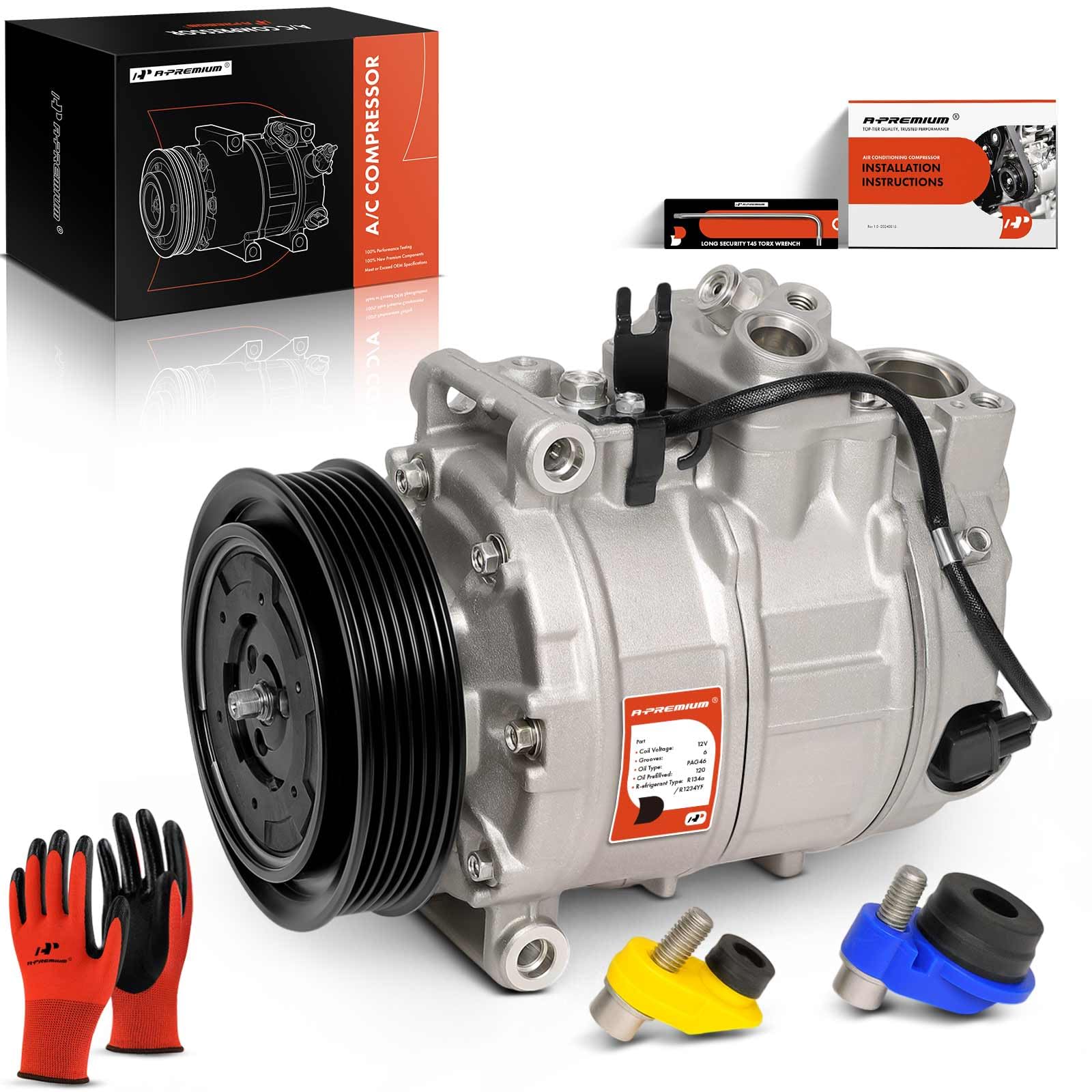 A-Premium Air Conditioner AC Compressor with Clutch Compatible with Audi A4 2004-2005, A4 Quattro 2004-2005, Q5 2013-2017, S4 2013-2016, S5 2013-2017,
