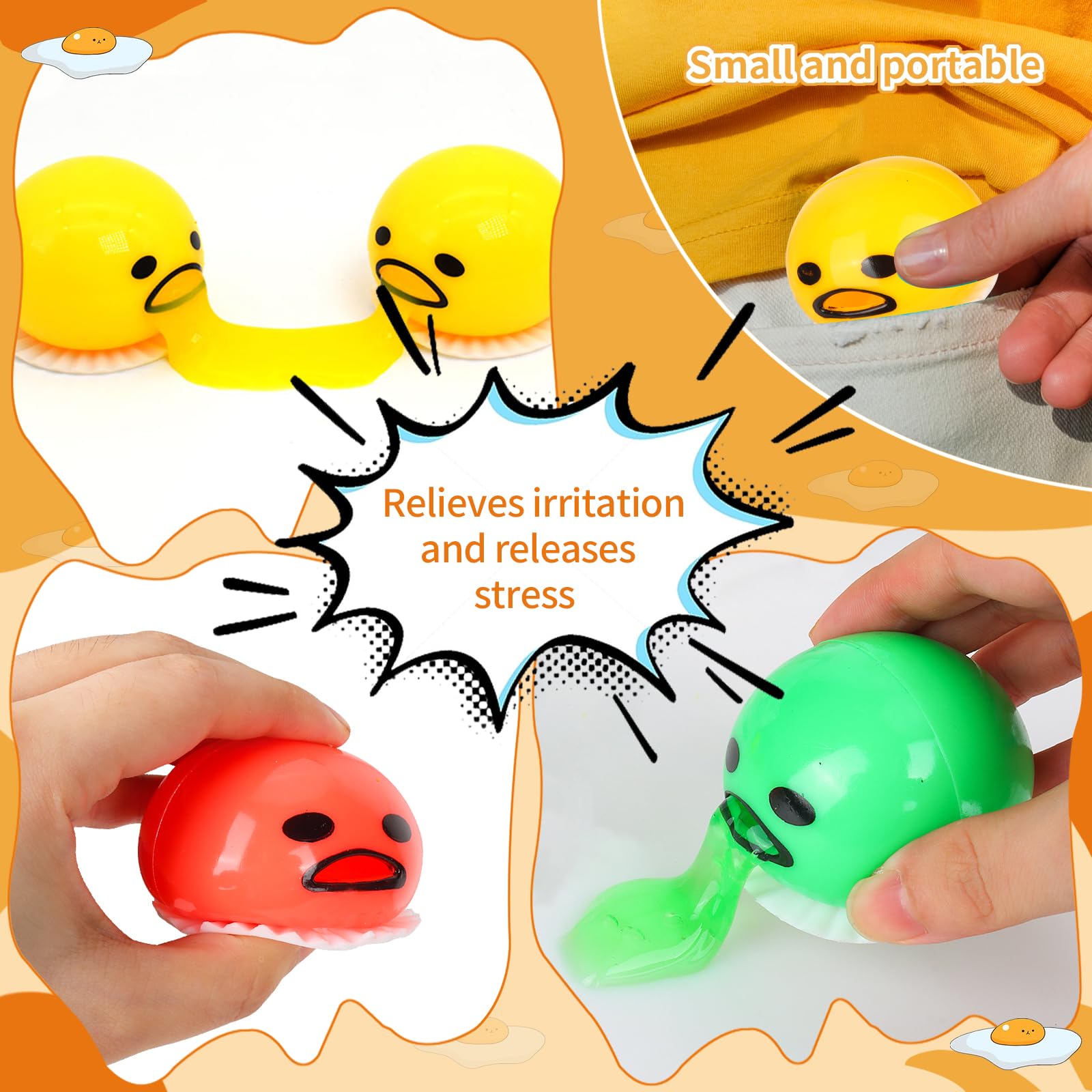 Ainiv Puking Egg, 4 Stück Erbrechendes Ei Squeeze Toys Eigelb