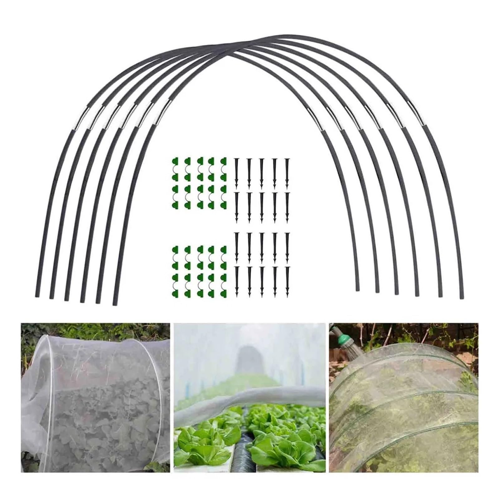 Archi per Serra Orto Cerchi da Giardino for reti in polietilene for Tunnel Giardinaggio for orti Cerchi da Giardino Telaio for Serra Telaio for Serra Cerchi da Giardino Fai da Te(18pcs)