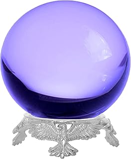 Amlong Crystal Purple Crystal Ball 50mm (2 inch) with Silver Eagle Stand
