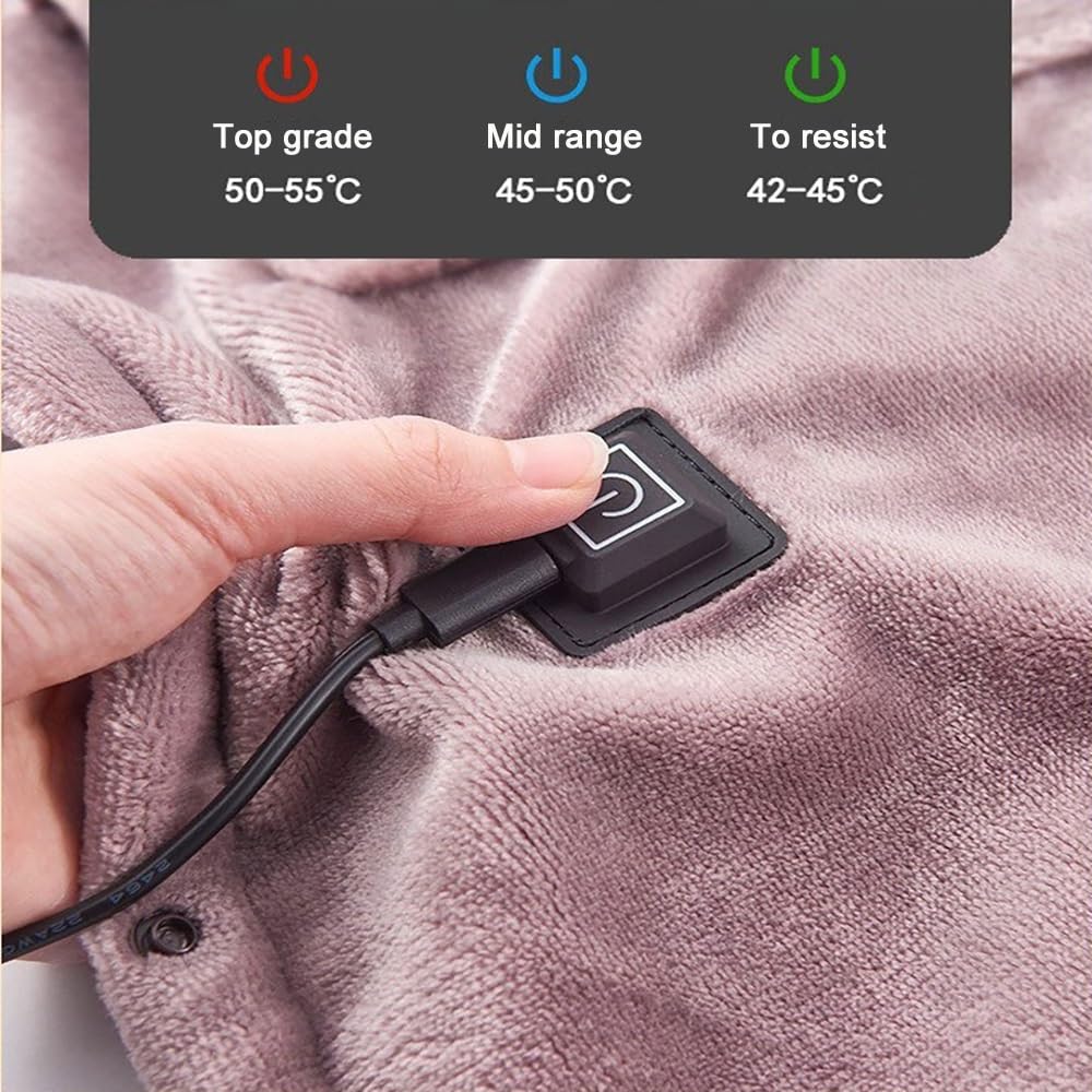 Châle Chauffant USB Portable - 3 Niveaux De Température (35°C-55°C), Taille 150x70 Cm, Matière Douce, Couleur Kaki - 3