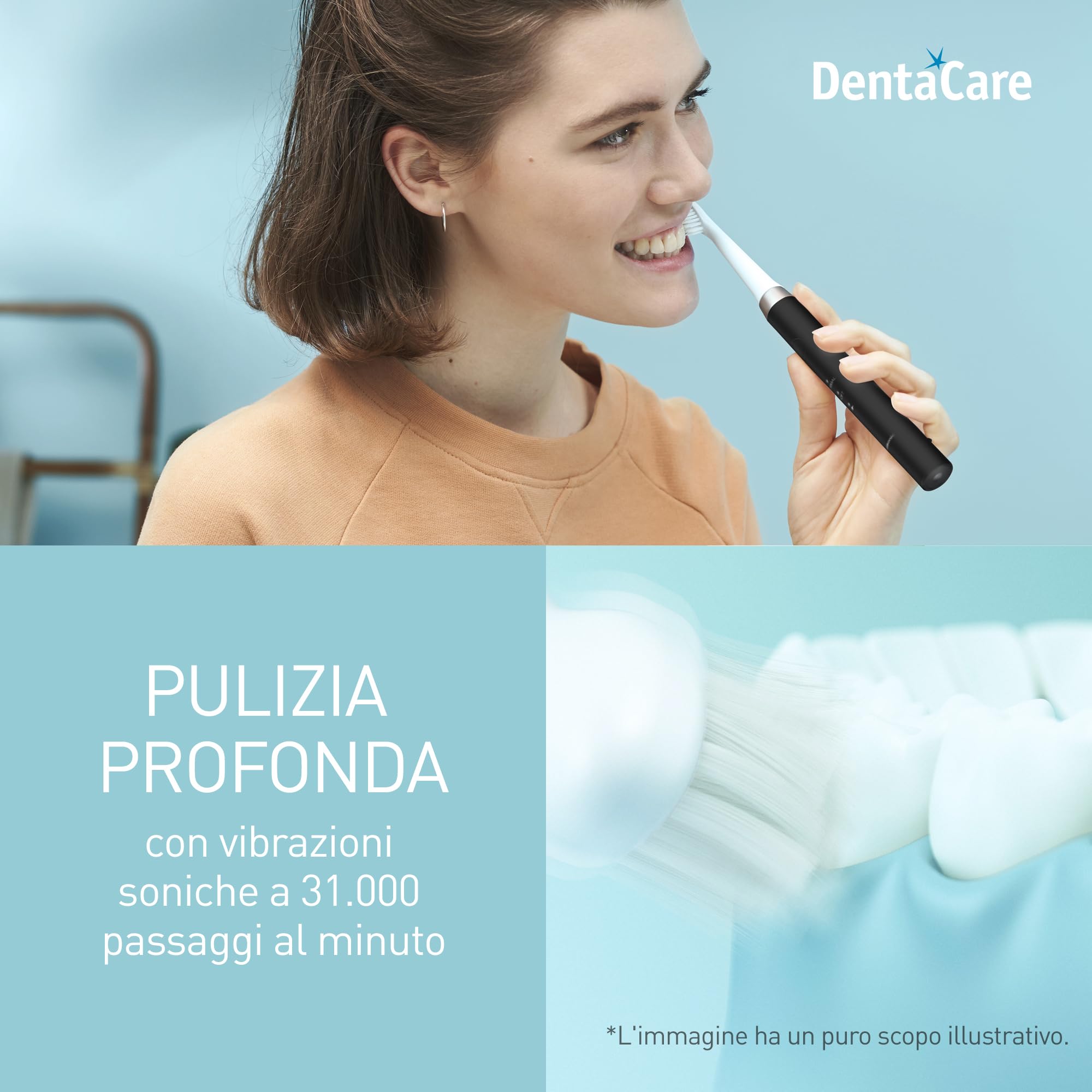 Panasonic EW-DM81-K503 Spazzolino Elettrico, 2 Testine Incluse, Timer, 2 Modalità di Funzionamento, Design Ergonomico, 31.000 Movimenti al Minuto, Vibrazioni Soniche, Nero
