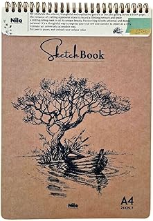 كراسة رسم مقاس A4، لوح رسم حلزوني علوي، عبوة واحدة 100 صفحة (130 جرام لكل متر مربع)، دفتر رسم ف ني خالٍ من الاحماض، ورق كتابة للرسم الفني للاطفال والكبار والمبتدئين والفنانين، عصري، أبيض