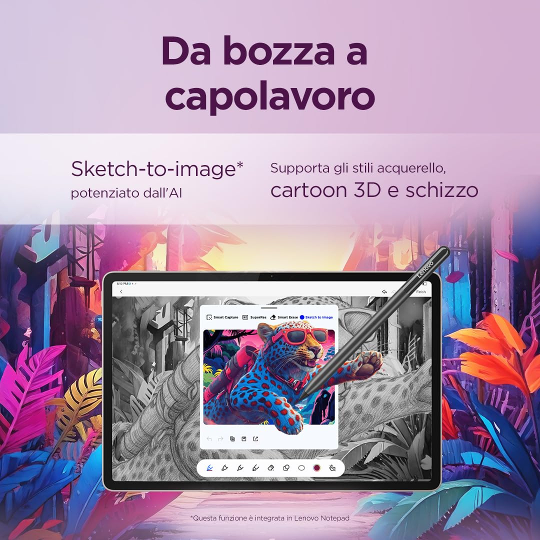 Lenovo Yoga Tab 11.1” Tablet Android 3.2K 144Hz con Penna Inclusa, Snapdragon 8 Gen 3, 8GB RAM 256GB, Ideale per Studio, Appunti, Disegno e Multitasking - Seashell