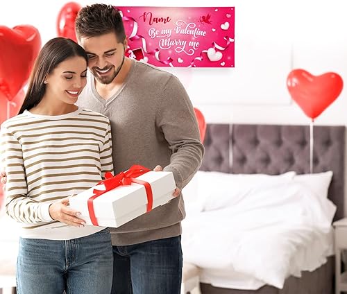 Miniatura 75 de Cartel de fondo personalizado para el día de San Valentín, decoración de San Valentín, letrero de vinilo con texto en inglés "Be My Valentine