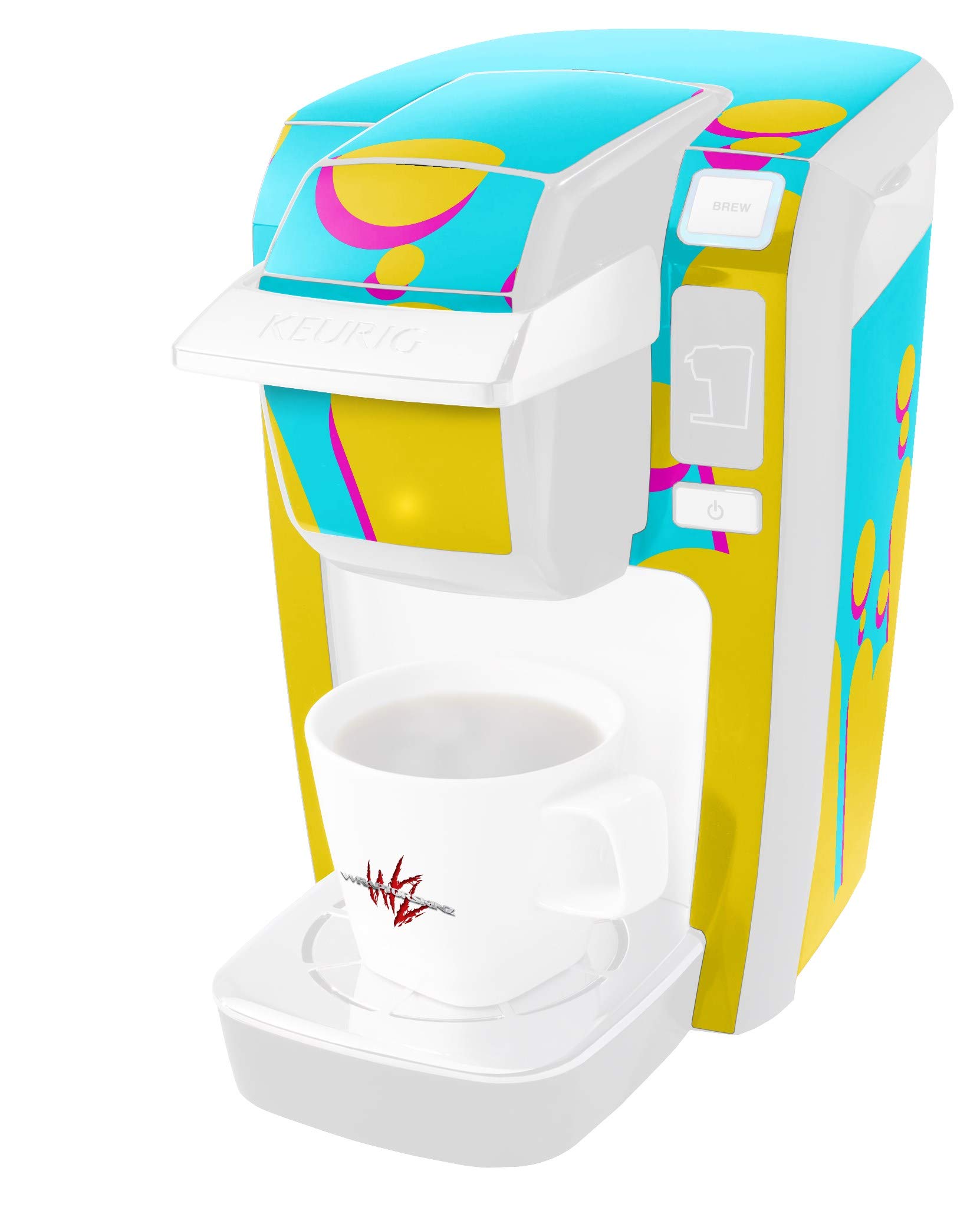 Decal Style Vinyl Skin compatible with Keurig K10 K15 Mini Plus Coffee Makers Drip Yellow Teal Pink COFFEE