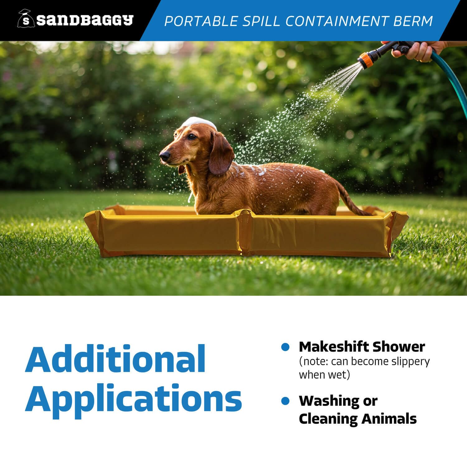 Sandbaggy 4 ft x 4 ft Portable Spill Containment Berm - Flexible, Collapsible - Temporary and Secondary Containment - 130 Gallon Capacity (1, 4 ft x 4 ft)