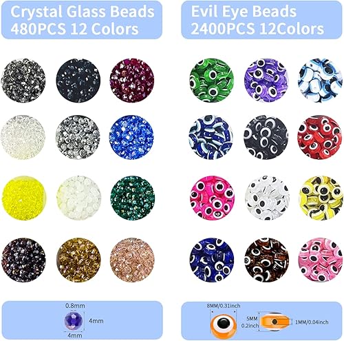 Miniatura 3 de 3800 cuentas de mal de ojo para hacer joyas, cuentas de cristal de cristal de 0.157 pulgadas con agujero para manualidades, pulseras, collares,