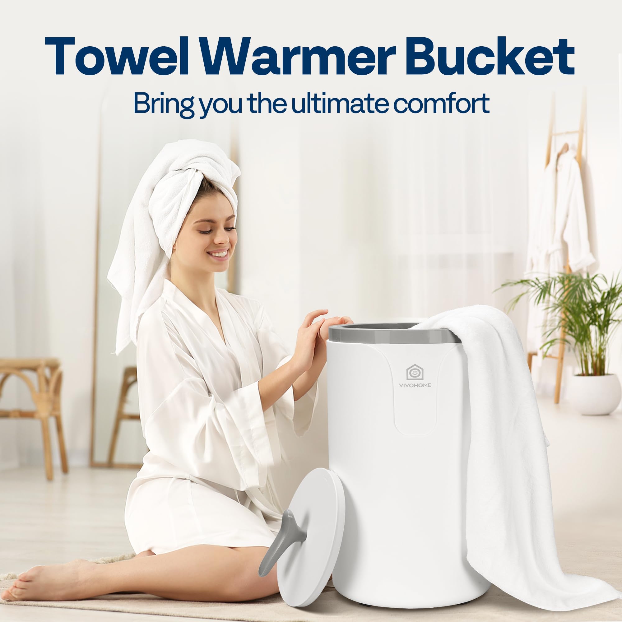 VIVOHOME 20L Towel Warmer for Bathroom, Large Towel Heater Bucket with Keep Warm Feature, Suitable for Oversized Towels, Blankets, Bathrobes