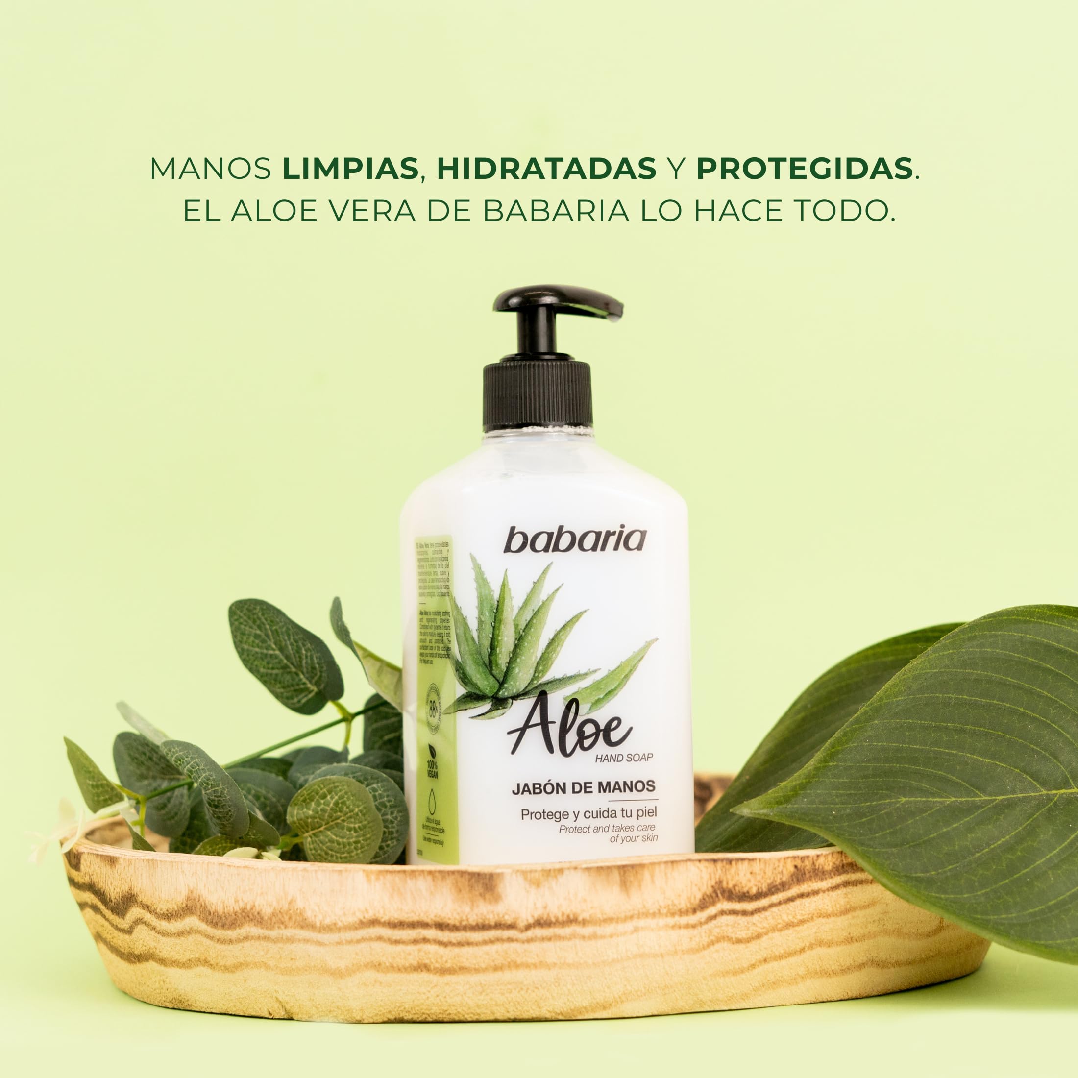 Babaria - Jabon De Manos Con Aloe Vera | Jabon Manos De 500ml | Jabón De Manos Que Hidrata Y Cuida Tu Piel | Gel De Manos De Origen Natural | Jabón Manos Con Glicerina