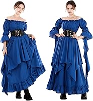 Vista 14 de NSPSTT Vestido victoriano, disfraz renacentista para mujer, vestido de bruja gótico, vestido de boda medieval
