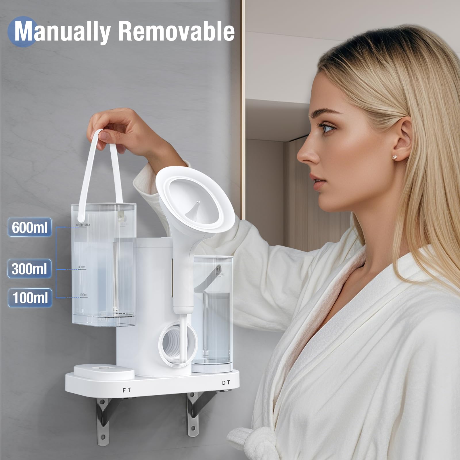 Earwax Removal Ear Cleaner Electric Ear Wax Removal Kit Advanced Ear Irrigation Flushing System with Two Portable Tanks and Hanging Rack Water Ear Washer for Adults with 4 Pressure Levels White