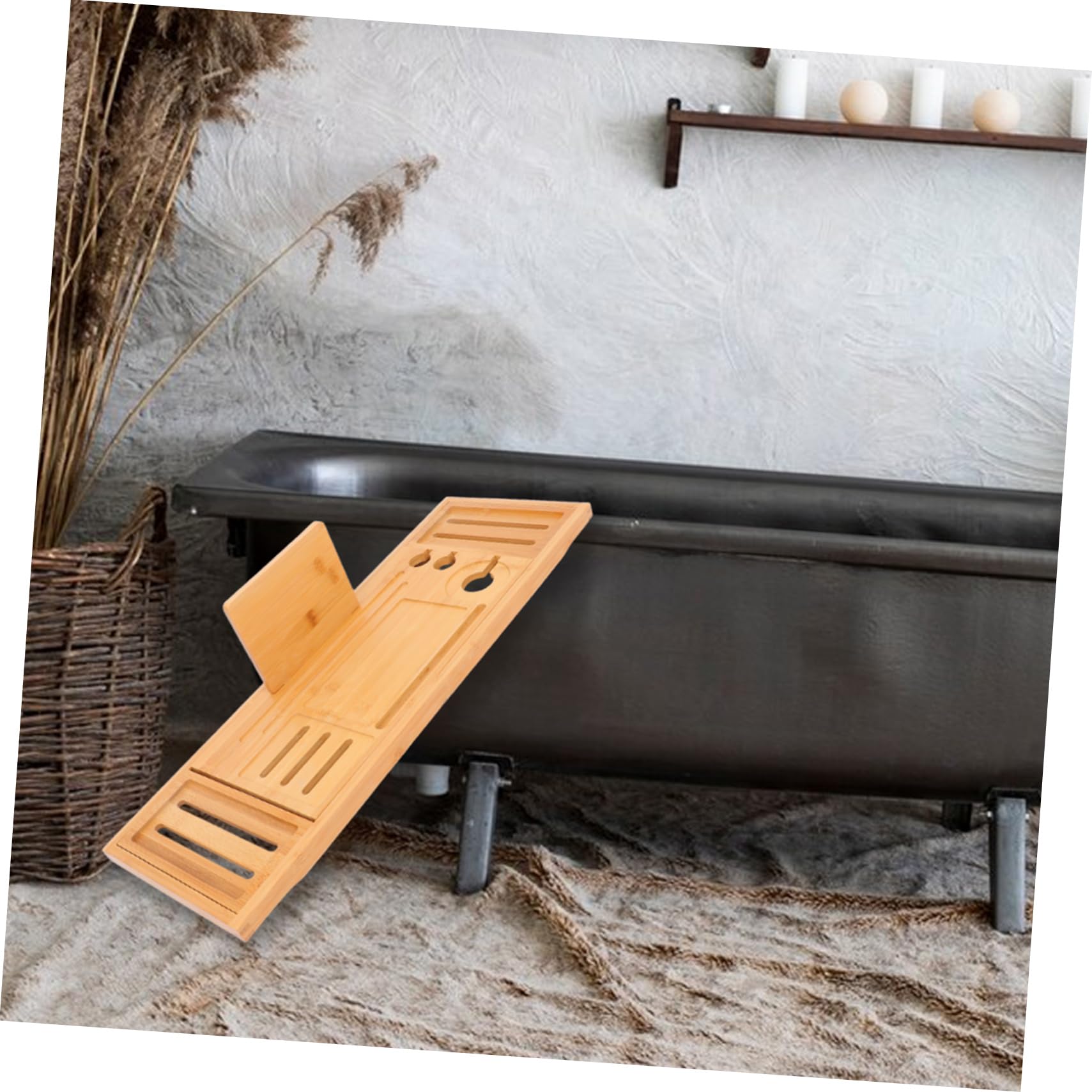 Vassoio da Bagno Facile da Pulire in Bambù Estensibile e Organizer per Vasca Design Regolabile, Resistente All’acqua Accessori Bagno