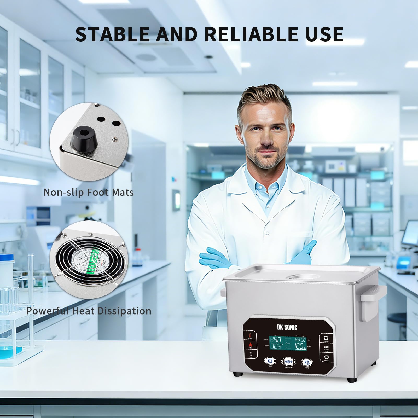 DK SONIC Pulitore a Ultrasuoni Professionale 4L 120W, Vasca Ultrasuoni di Precisione con Controllo Touch intelligente, Cinque Modalità per Occhiali, Catene, Orologi, Monete (Cestello Incluso)