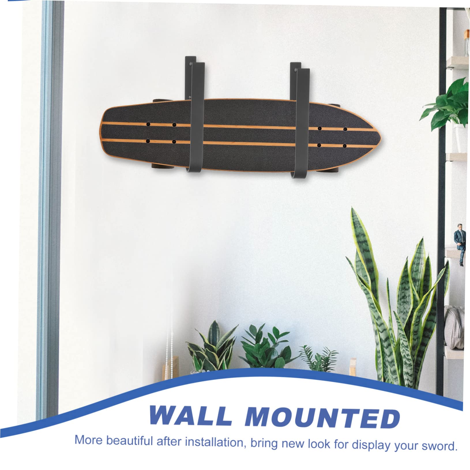 BESPORTBLE Support Mural pour Skis et Snowboard de Crochets Métalliques Robustes pour Rangement de Skateboard et Autres Équipements de Glisse