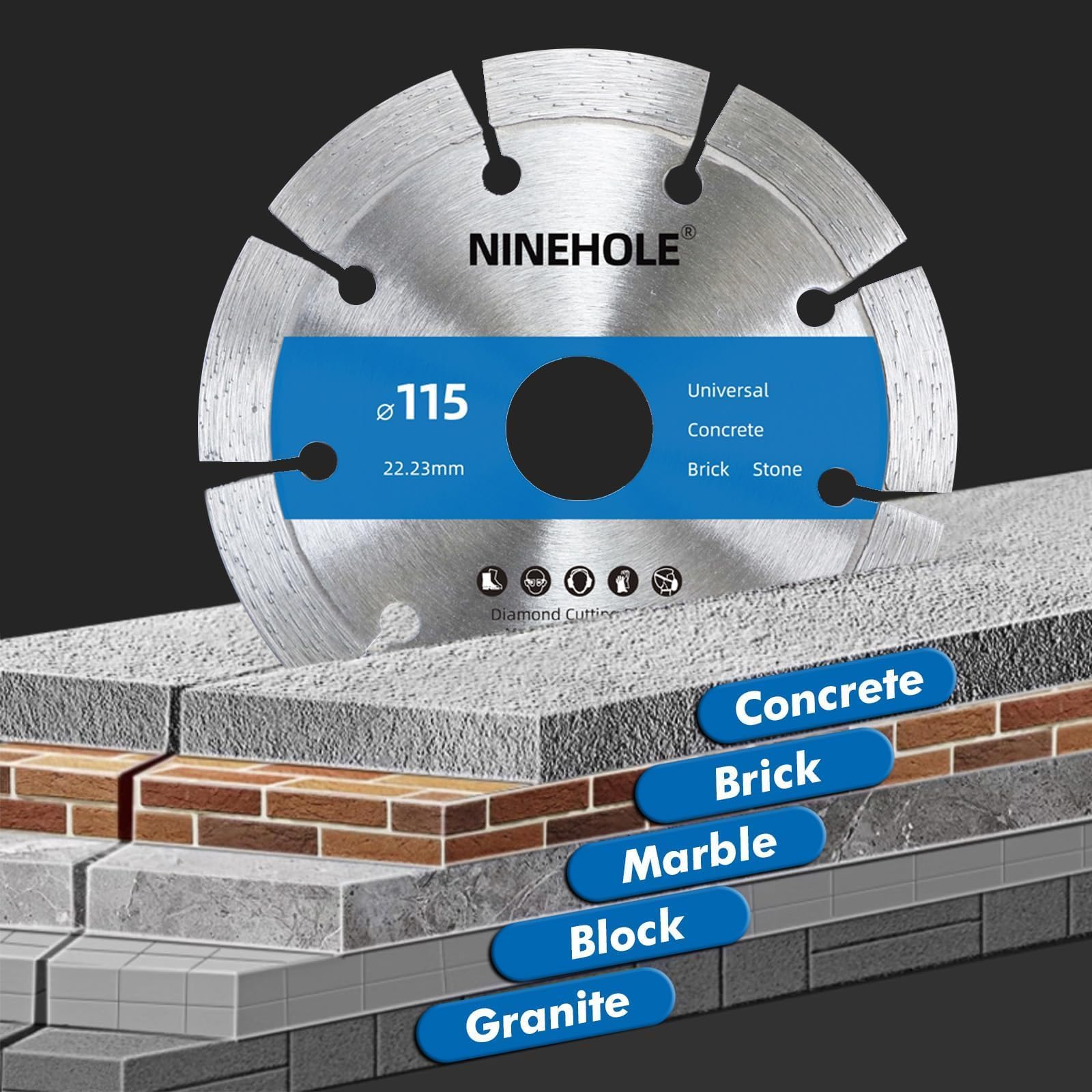 Disco Diamantato Zigrinato Per Taglio A Secco Di Cemento, Granito - Foto 9