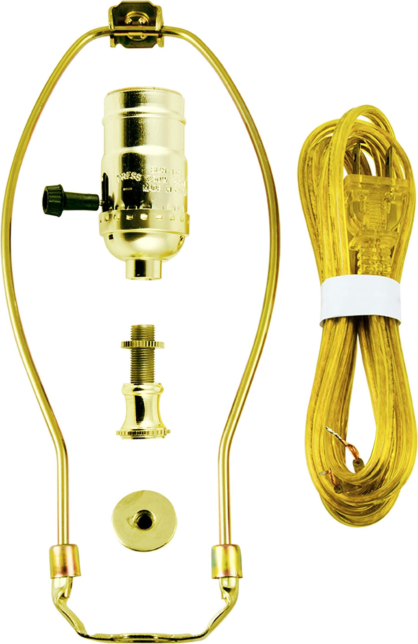 Power Gear 3-Way Lamp Kit, 8-Foot Clear Cord, Gold, Metal or Plastic Base, Edison Screw, Table Top