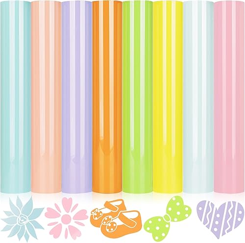 Miniatura 9 de GIRAFVINYL Paquete de vinilo para planchar pastel HTV, 12 x 12 pulgadas, 14 hojas de vinilo HTV de colores surtidos, vinilo de transferencia de