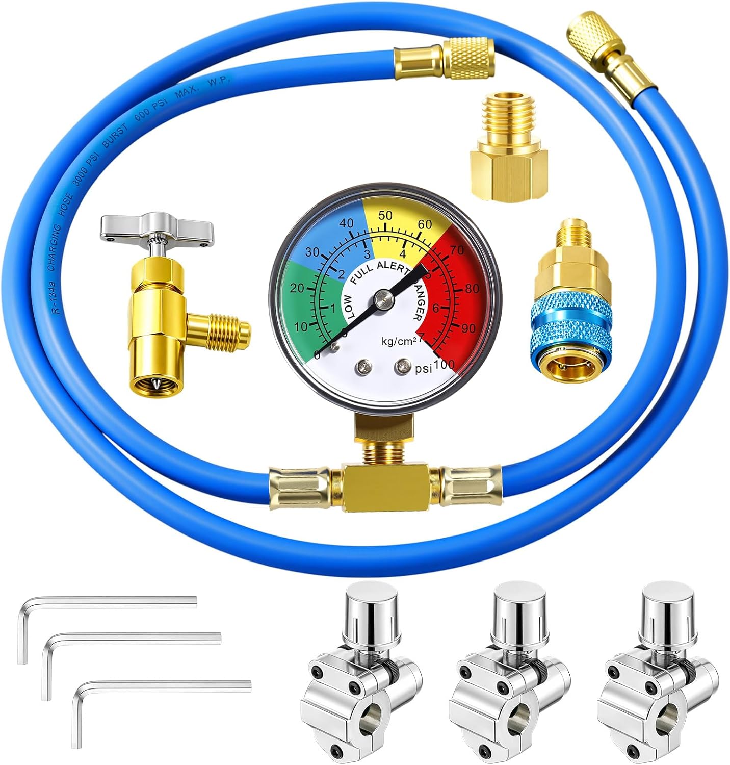 Kit de Manguera de Recarga de Refrigerante R134A con Manómetro Mudder