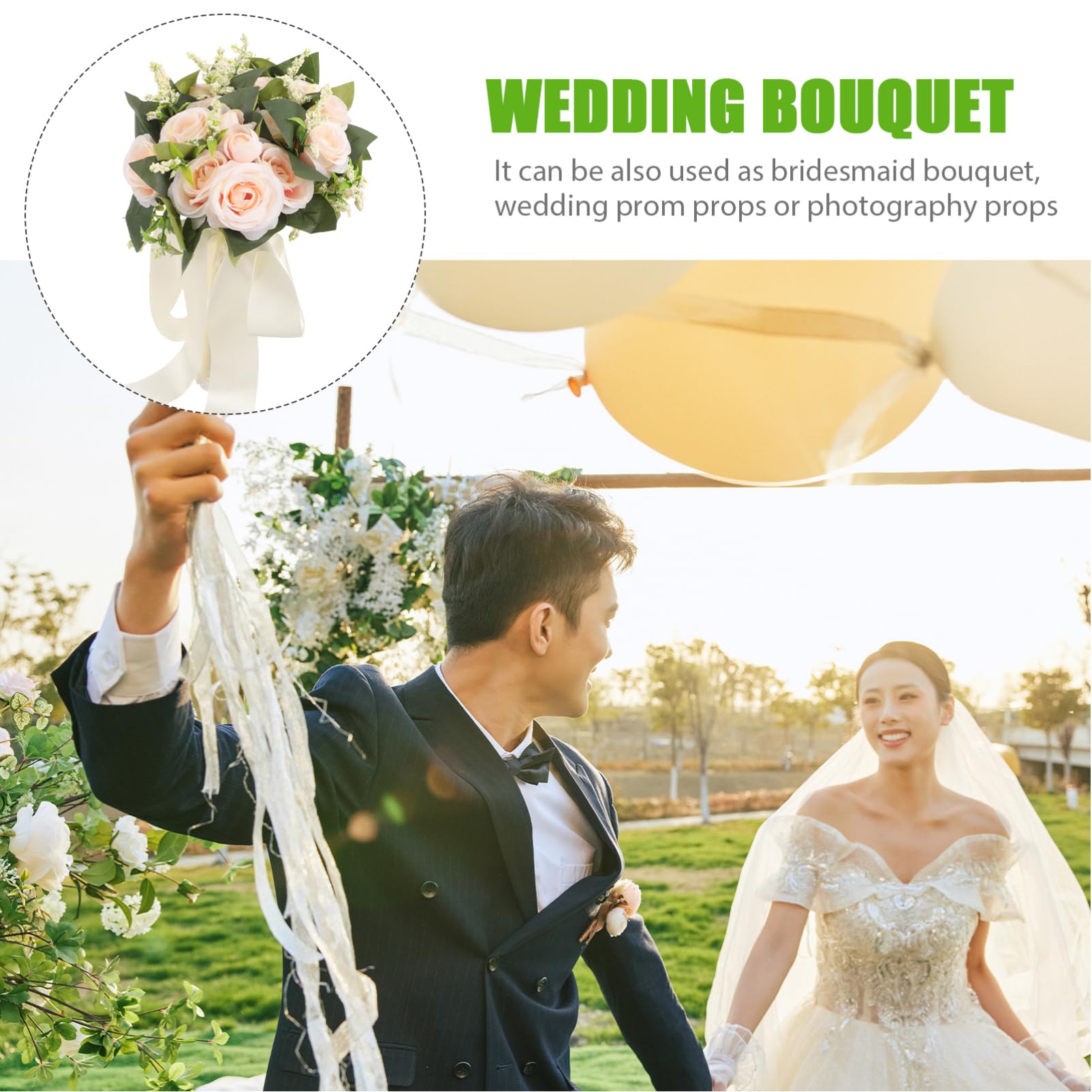 PRETYZOOM 2 Pz bouquet da sposa per damigelle lancio di bouquet rustico mazzi di fiori da sposa decorazioni matrimonio addobbi matrimonio falso bouquet da sposa fiore artificiale con stelo
