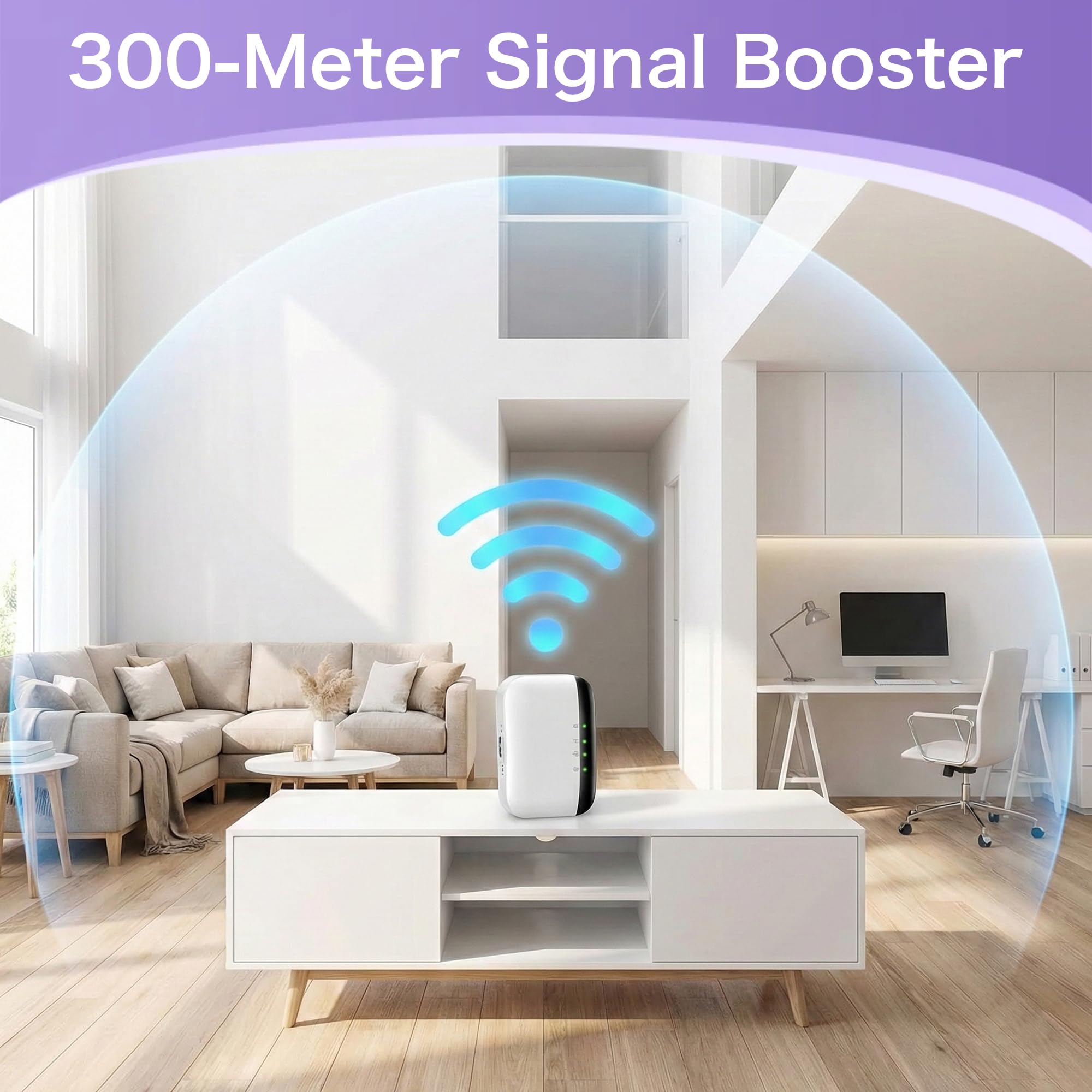 WiFi Extender Signal Booster for Home - Covers Up to 3000 Sq.Ft & 45 Devices - 300Mbps Wireless Internet Repeater with Ethernet Port, Quick Setup — view 5
