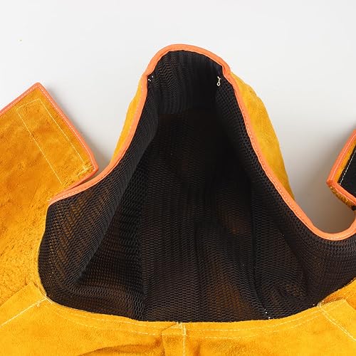 Miniatura 5 de Capucha de soldadura de cuero, cubierta de máscara protectora de soldadura de cuero de vaca dividida con cuello y hombro, protección para la cabeza