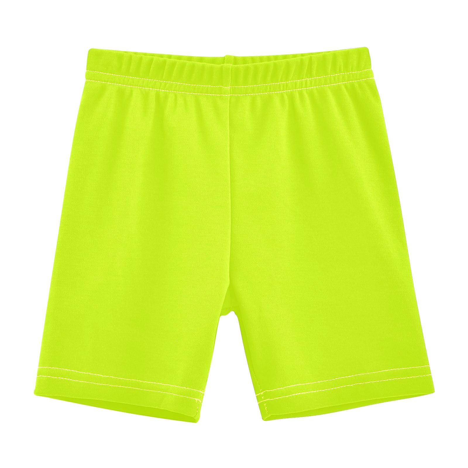 CHIFIGNO Girls' Bike Shorts Breathable Cartwheel Shorts Kids Under Dress Dance Short Fluorescent Yellow Electric Lime Size 6