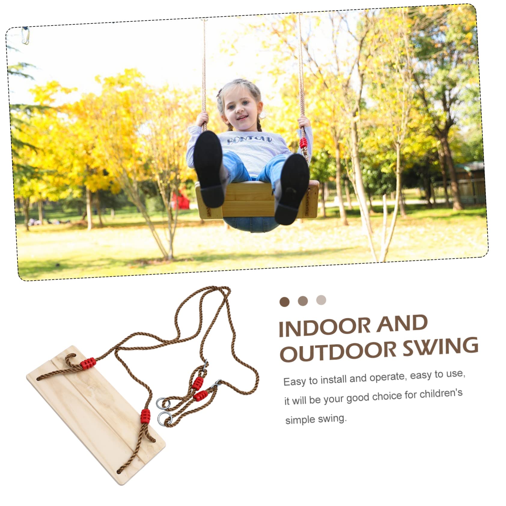 ERINGOGO Hanging Chair for Kids 1pc Pine Swing Easy Assembly for Home Playground