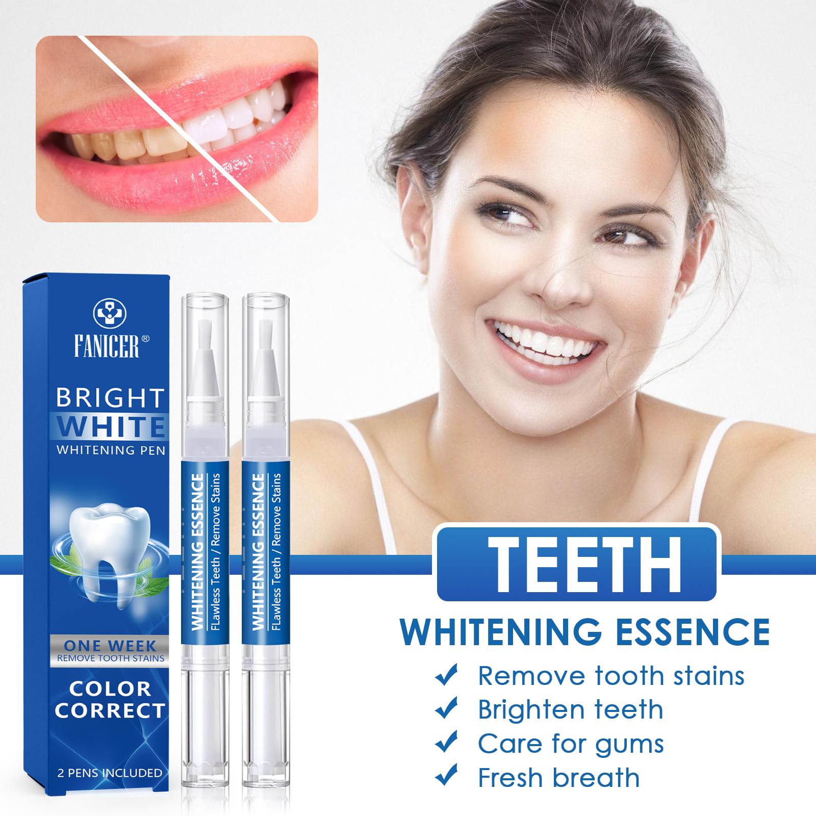 2 Pezzi Penna Sbiancante Denti, Penna Teeth Whitening,Cura Sbiancamento de Denti, Kit Sbiancamento Dentale, Sbiancare i Denti Velocemente,Efficace Rimozione Delle Macchie, Sorriso Più Bianco