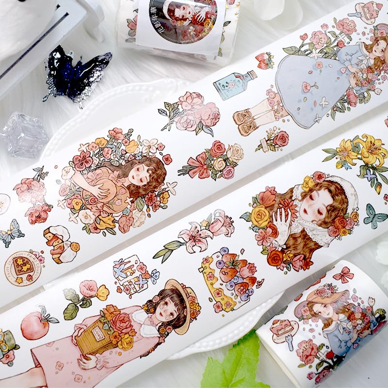 Image of New Popular PET Tape Modern Girls Collage Glossy Washi Tape for Decoration Small Fresh Flower Materials (90726)