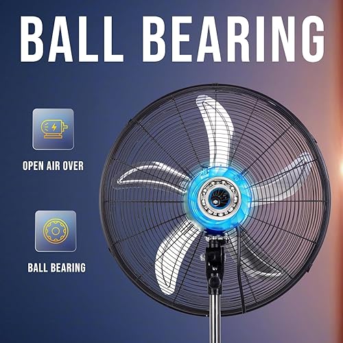 Miniatura 5 de Tornado Ventilador de pedestal oscilante de alta velocidad de 20 pulgadas, 3 velocidades, 5000 CFM, comercial e industrial, certificado UL, motor de